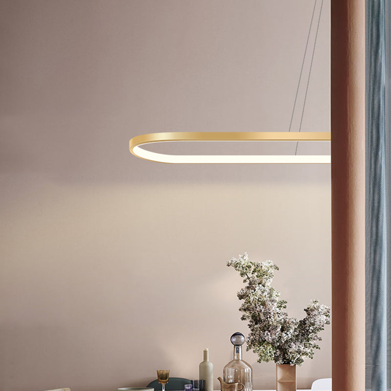 Nordic Light Luxury Simple Contemporary Style LED Island Chandelier Light in Gold for Dining Room