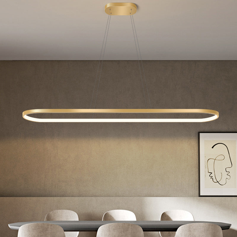 Nordic Light Luxury Simple Contemporary Style LED Island Chandelier Light in Gold for Dining Room