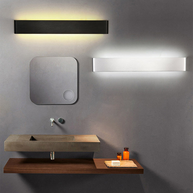 MODERNE SEMPLE SIMPLE RECTANGULAIRE LIGNE CHAPE MUR MONDE ALUMINUM 1 Appliques légères pour le devant du miroir.