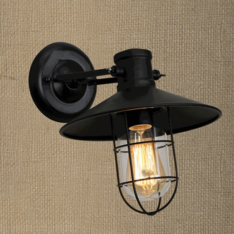 1-Light Clad Cone Wall Lamp Fixtures Industrial Style Metal Wall Mounted Light Fixture