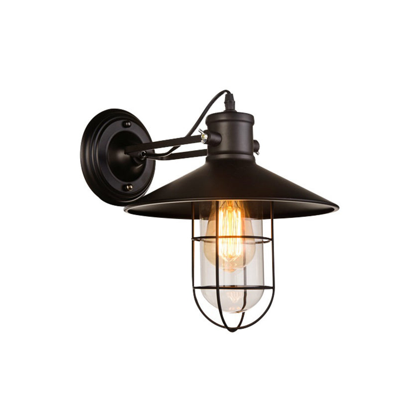 1-Light Clad Cone Wall Lamp Fixtures Industrial Style Metal Wall Mounted Light Fixture