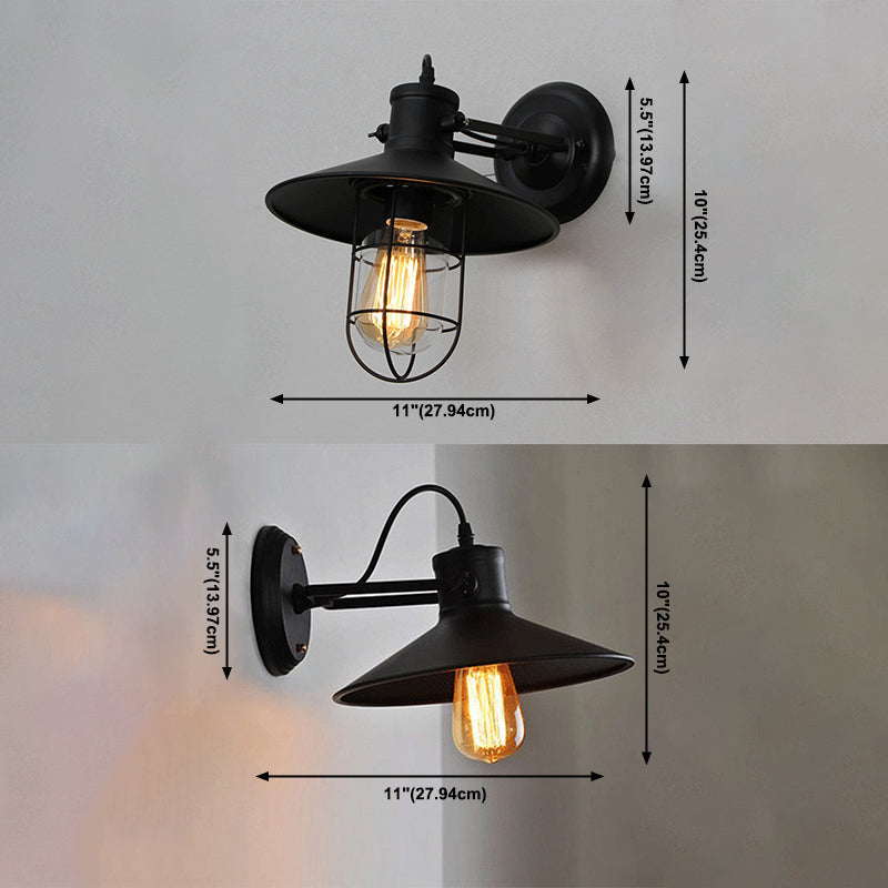 1-Light Clad Cone Wall Lamp Fixtures Industrial Style Metal Wall Mounted Light Fixture