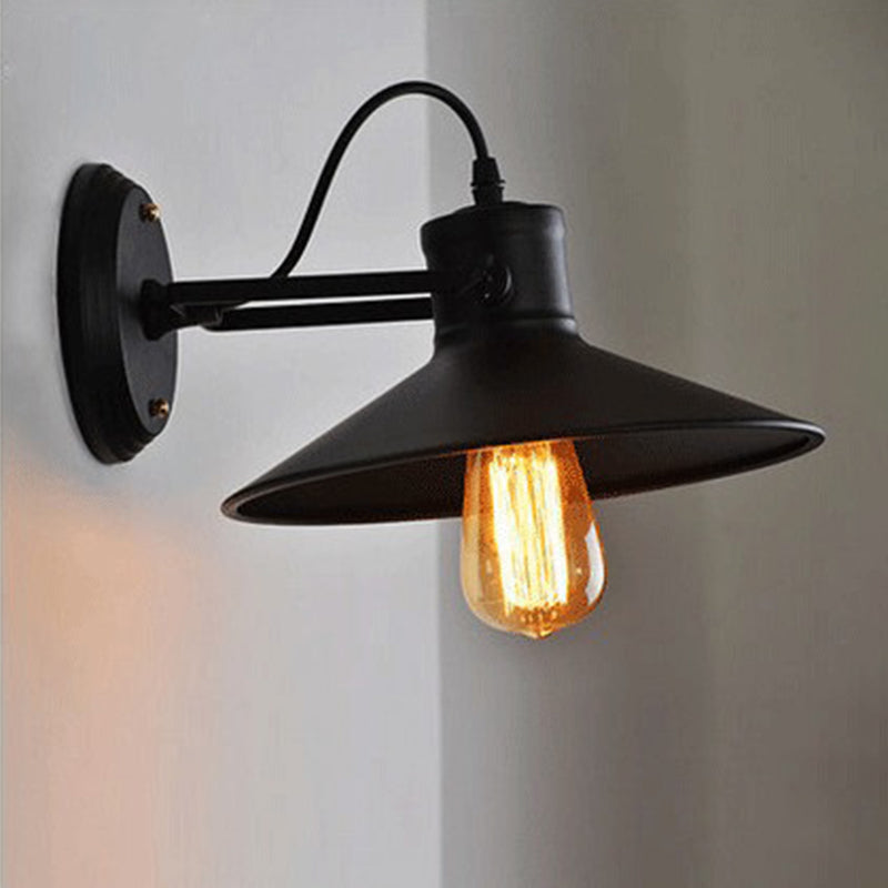 1-Light Clad Cone Wall Lamp Fixtures Industrial Style Metal Wall Mounted Light Fixture