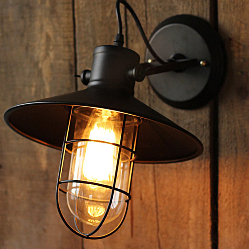 1-Light Clad Cone Wall Lamp Fixtures Industrial Style Metal Wall Mounted Light Fixture
