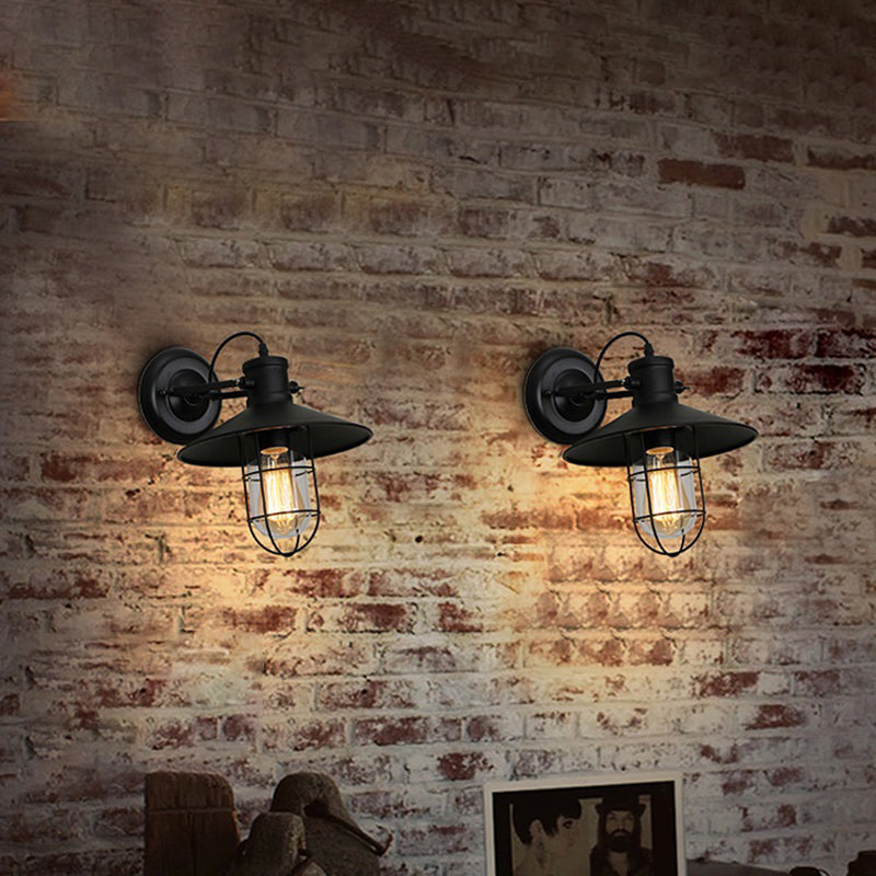 1-Light Clad Cone Wall Lamp Fixtures Industrial Style Metal Wall Mounted Light Fixture