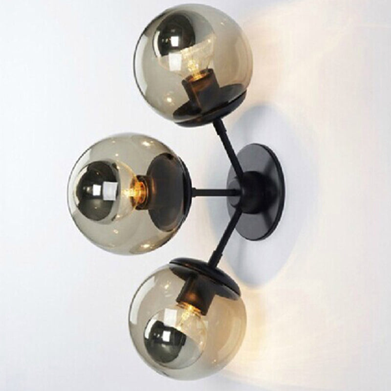 Luminaires de lampe murale globe de style industriel en verre mural mural en noir