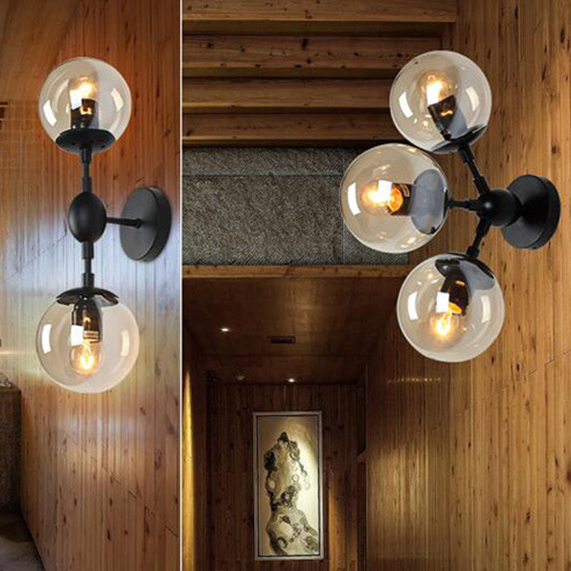 Luminaires de lampe murale globe de style industriel en verre mural mural en noir