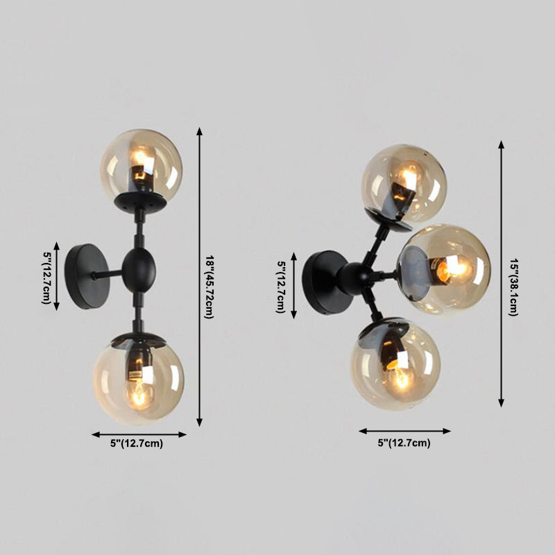 Luminaires de lampe murale globe de style industriel en verre mural mural en noir