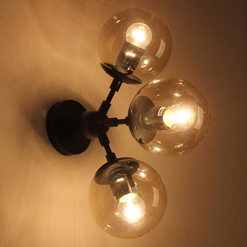 Luminaires de lampe murale globe de style industriel en verre mural mural en noir