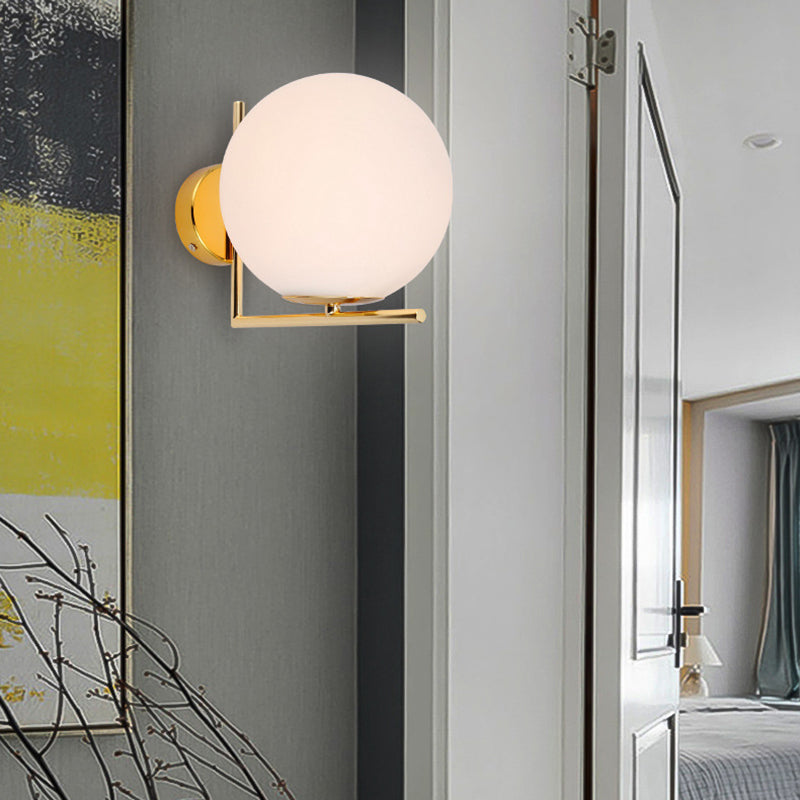 1-Licht-Globus-Wandlampenleuchten moderne Wandmontageleuchte mit weißem Glasschatten