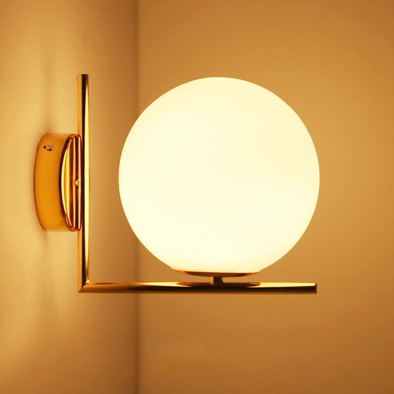 1-Licht-Globus-Wandlampenleuchten moderne Wandmontageleuchte mit weißem Glasschatten