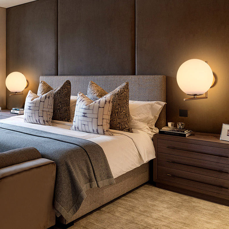 1-Licht-Globus-Wandlampenleuchten moderne Wandmontageleuchte mit weißem Glasschatten