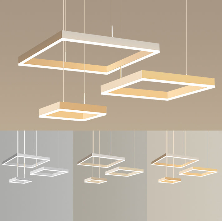 Moderne verlichting kroonluchters Meerdere vierkanten Opgeslepen verlichtingsarmaturen voor woonkamer