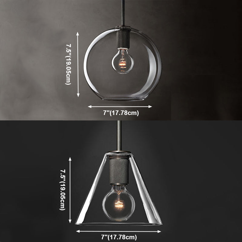 Nordisch einfache Innenheizpendelleuchte, klares Glas 1-Licht-Anhängerbeleuchtung