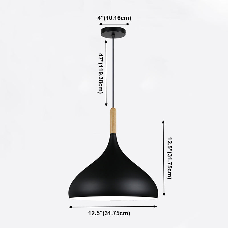 Modern Wooden Top Pendant Light, Minimalist Teardrop Shade Macaron Hanging Lamp