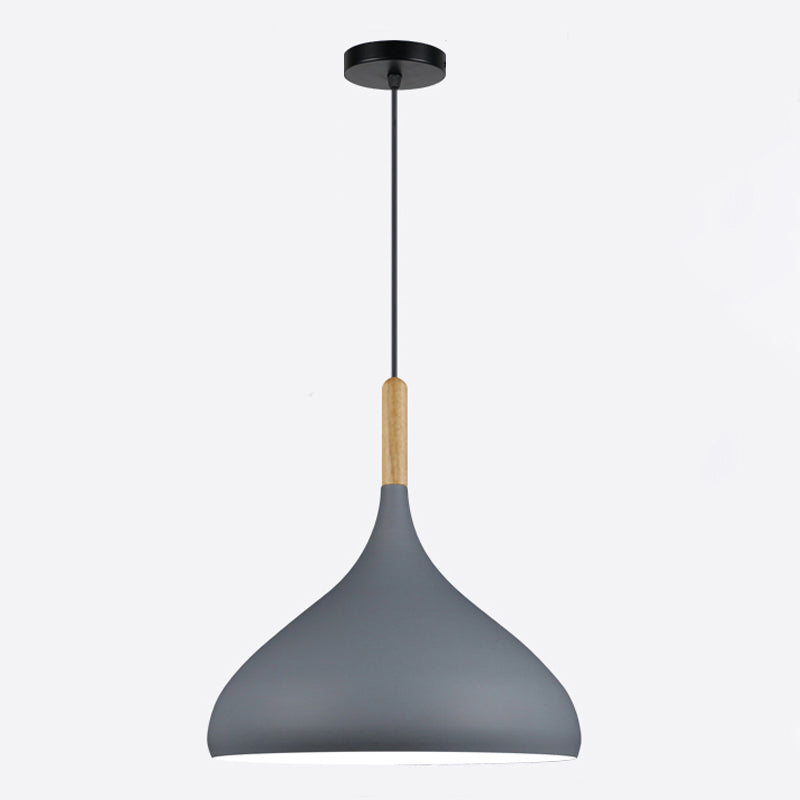 Modern Wooden Top Pendant Light, Minimalist Teardrop Shade Macaron Hanging Lamp