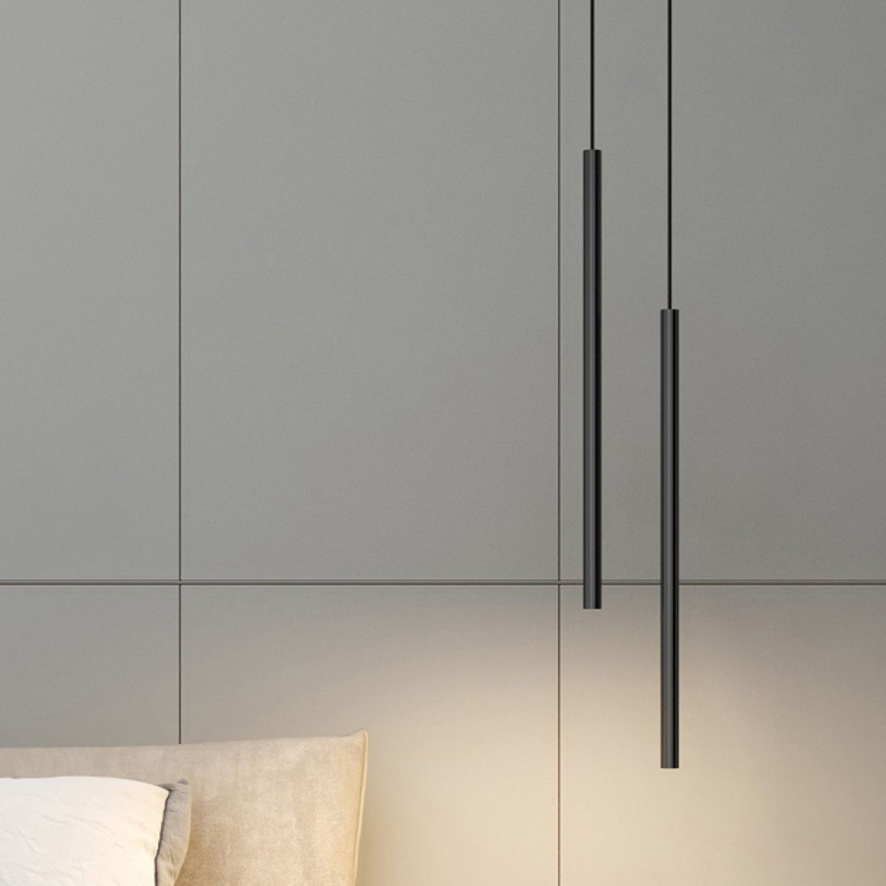 Nordic moderne Minimaliste Ligne Pendant Fer 1 Lumière en noir pour le salon Mur