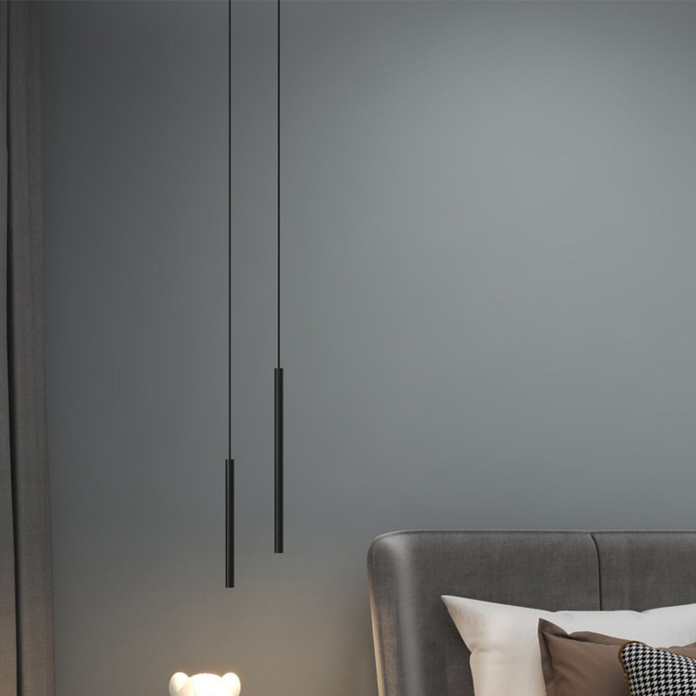Nordische moderne minimalistische Linie Pendelleisen Iron 1 Licht in Schwarz für Wohnzimmer Hintergrund Wand