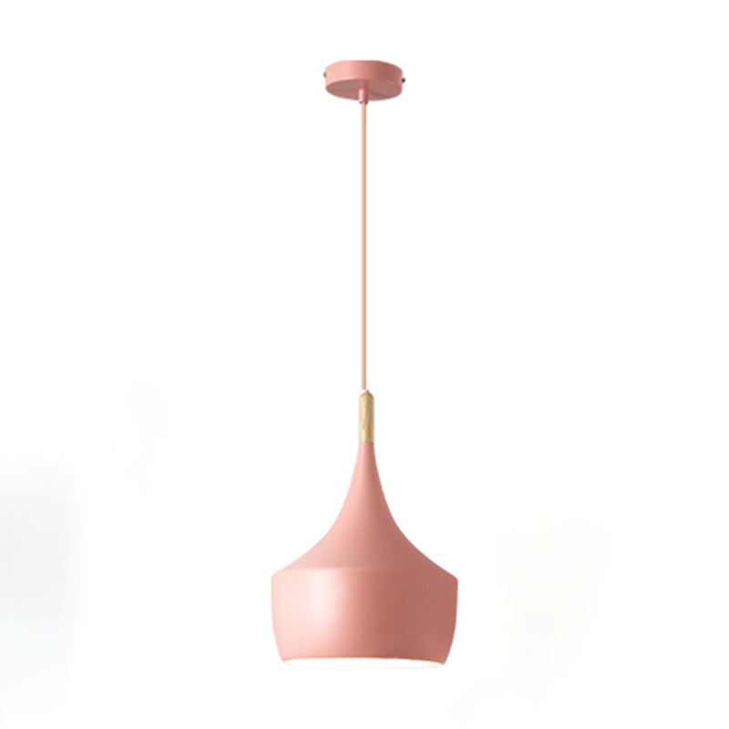 Moderne einfache nordische Hutform -Form Pendell Aluminium 1 Licht in Pink für Esszimmer Wohnzimmer