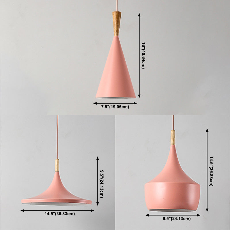 Moderne einfache nordische Hutform -Form Pendell Aluminium 1 Licht in Pink für Esszimmer Wohnzimmer