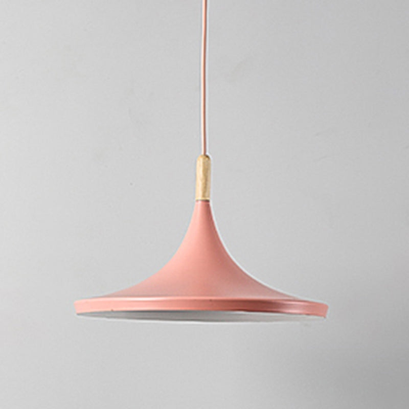 Moderne einfache nordische Hutform -Form Pendell Aluminium 1 Licht in Pink für Esszimmer Wohnzimmer