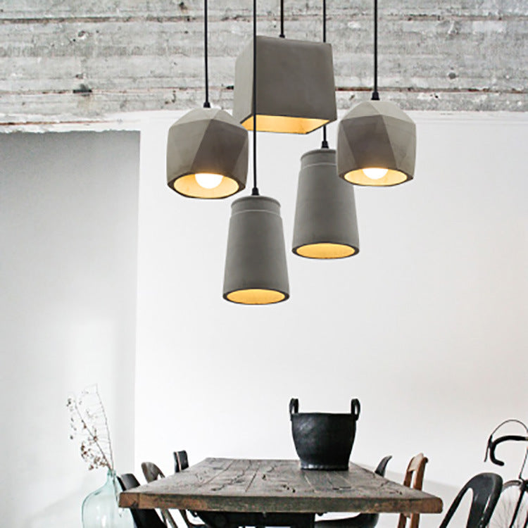 Ciment 1-Light suspendu lampe, éclairage pendentif gris gris minimaliste pour salle à manger du salon