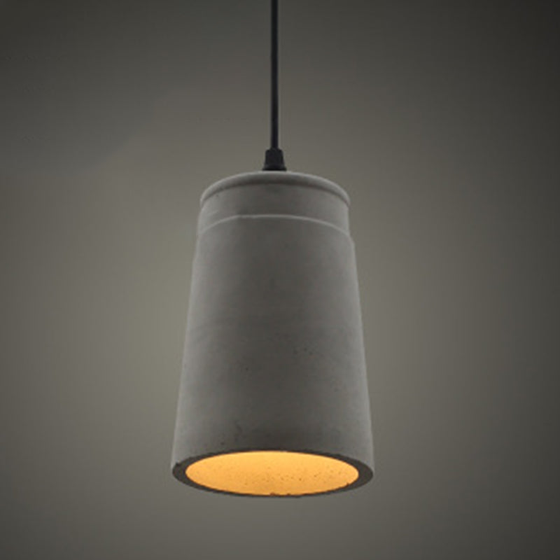 Lámpara colgante de 1 luces de cemento, iluminación colgante gris minimalista para sala de estar comedor