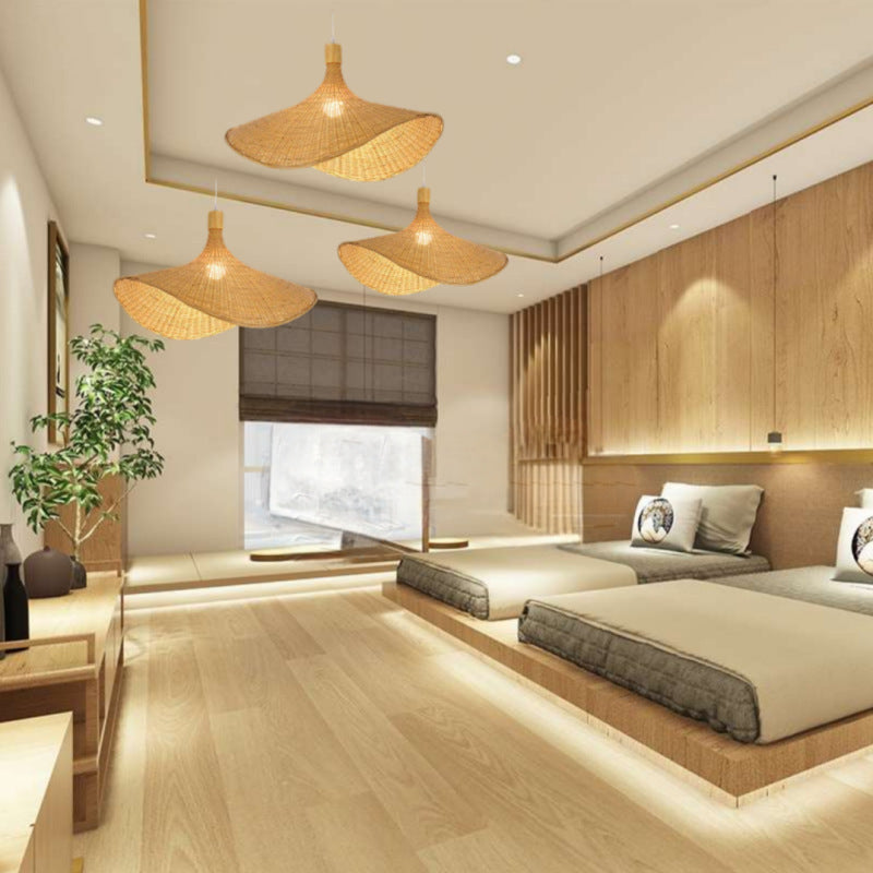 Minimalist Handmade Pendant Light, Cowboy Hat Shade 1-Light Pendant Lighting