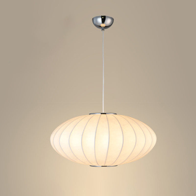 Pendante intérieure minimaliste, éclairage pendentif à 1 lumière en soie blanche pour restaurant