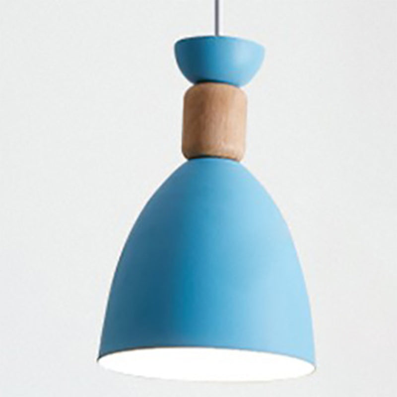 Iron Glass Chandelier Modern Simple Macaroon Style 1 Light in White for Dining Room or Bedroom