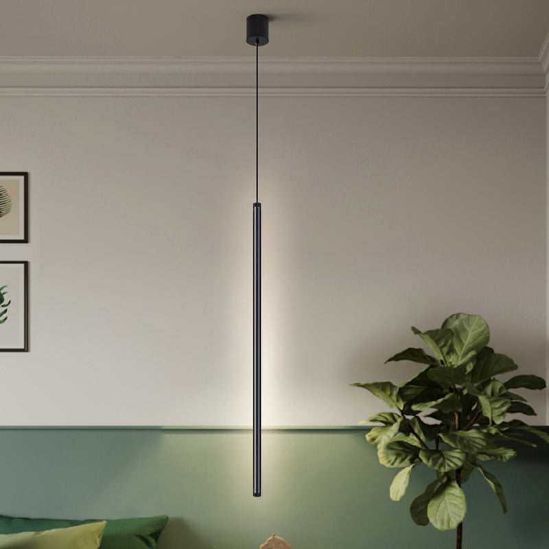 Lustre cylindrique lustre suspendu luminaire moderne de suspension extérieure moderne en finition noire