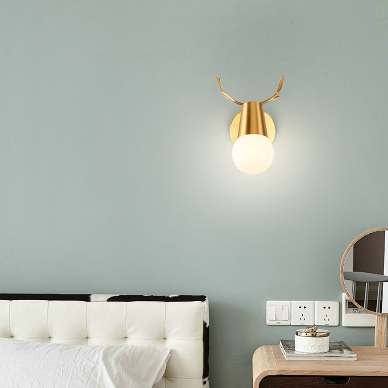 Open Bulb Antler Postmodern Wall Sconce One Blub Wall Mounted Light Fixture for Bedroom
