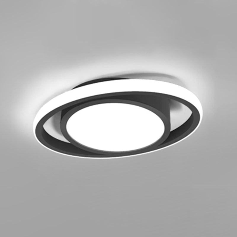 Black-White LED Flush Mount Ceiling Fixture with Acrylic Shade Modern Flush Light