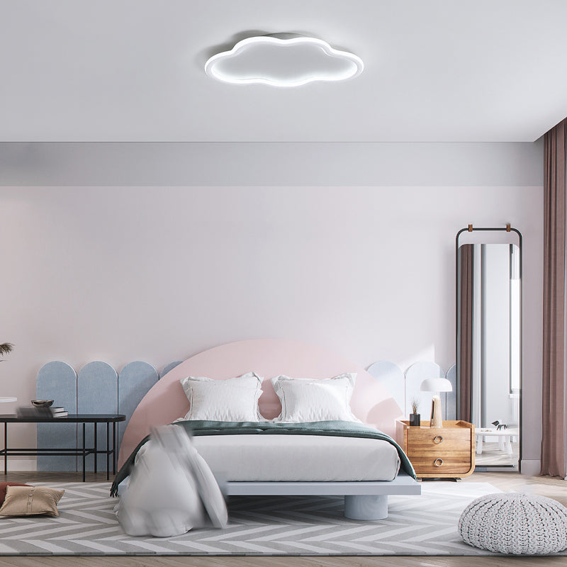 Cloud Shape Flush Mount Fixture Simplicity Flush Ceiling Light Fixture in White for Living Room