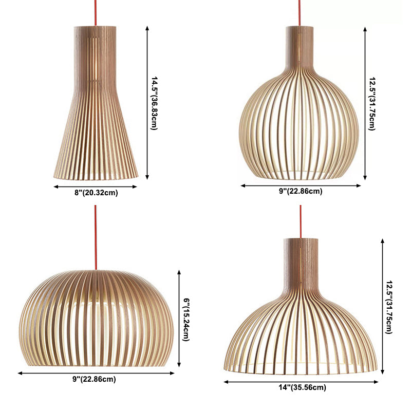 Wood Geometric Shape Pendant Light Modern Style 1 Light Pendant for Living Room