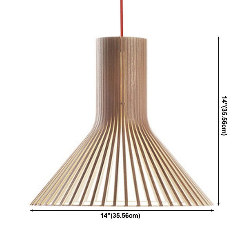 Wood Geometric Shape Pendant Light Modern Style 1 Light Pendant for Living Room