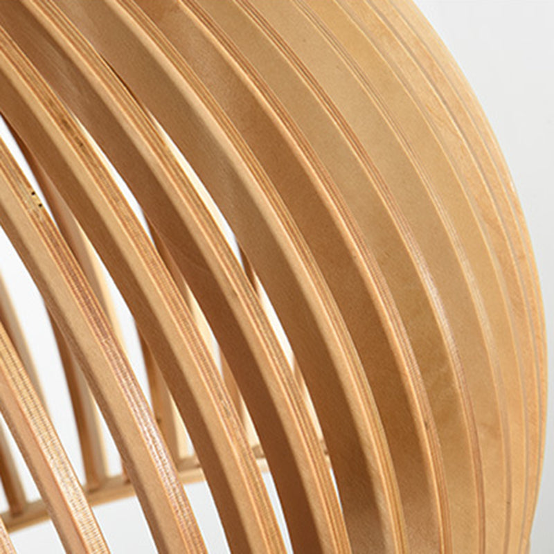 Holz geometrische Form Deckenleuchte chinesischer Stil Single -Anhänger für Esszimmer