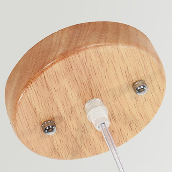 Holz geometrische Form Deckenleuchte chinesischer Stil Single -Anhänger für Esszimmer