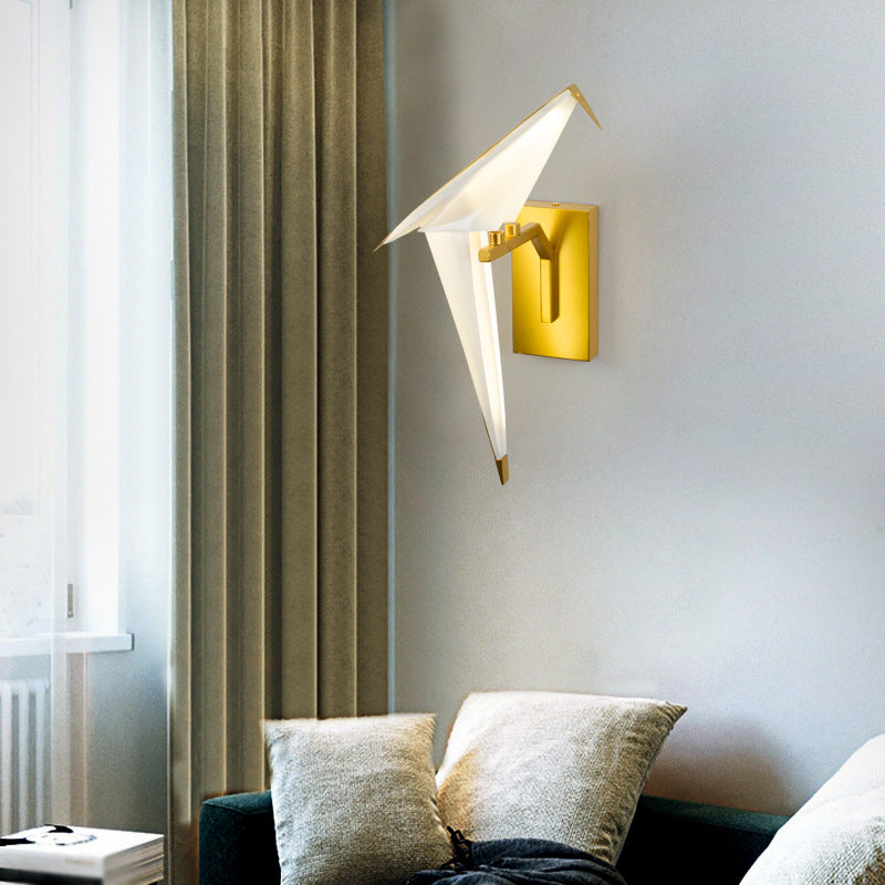 Postmoderne metalen wandlicht wit papier kraanwand sconce licht voor woonkamer slaapkamer