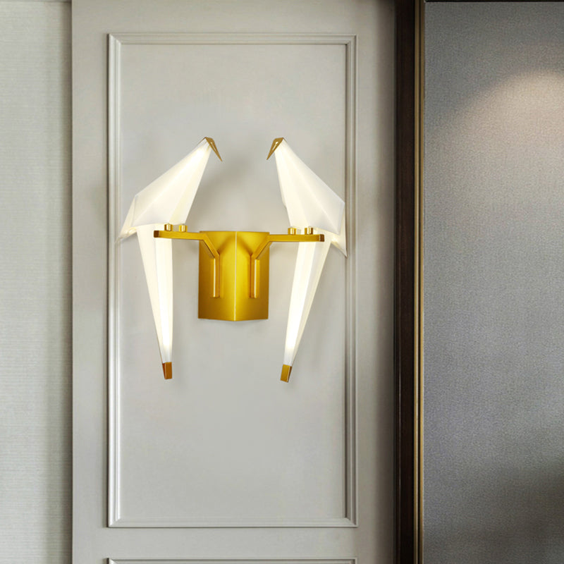 Postmoderne metalen wandlicht wit papier kraanwand sconce licht voor woonkamer slaapkamer