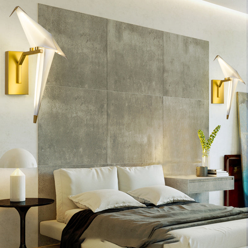 Postmoderne metalen wandlicht wit papier kraanwand sconce licht voor woonkamer slaapkamer