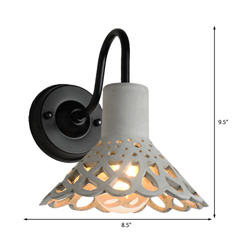 Iluminación de pared armada de cuello de cisne de 8.5 "/9.5"/10 "de ancho de cemento modernista 1 lámpara de luz montada en la pared en gris