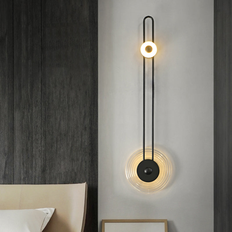 Lámpara de luz de matrícula redonda moderna de 1 luz con sombra de hierba transparente