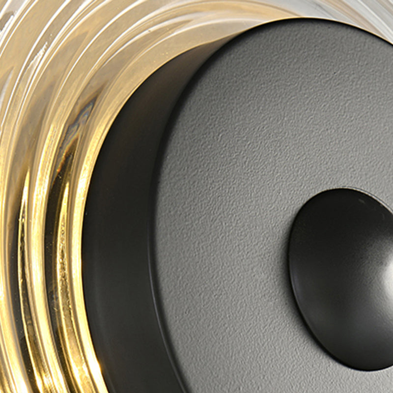 Lámpara de luz de matrícula redonda moderna de 1 luz con sombra de hierba transparente