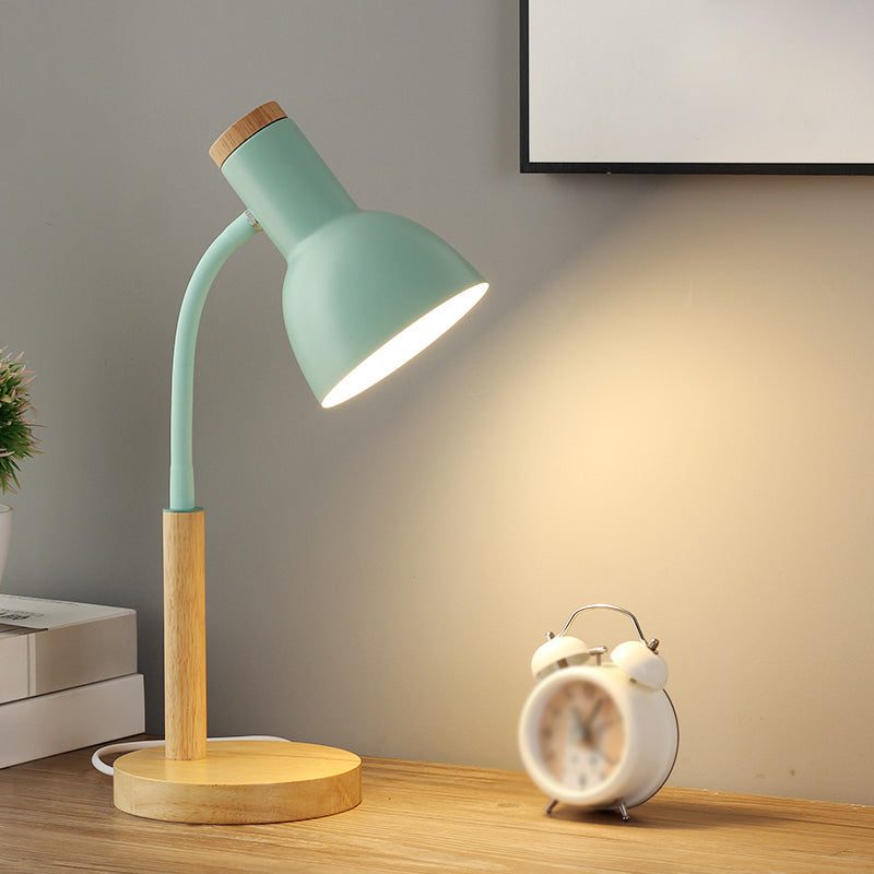 Macaroon Style Night Table Lamps Bell 1-Light Nightstand Lights with Metal Shade for Bedroom