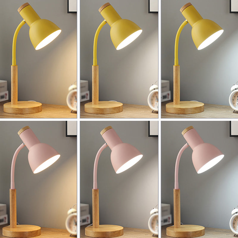 Macaroon Style Night Table Lamps Bell 1-Light Nightstand Lights with Metal Shade for Bedroom