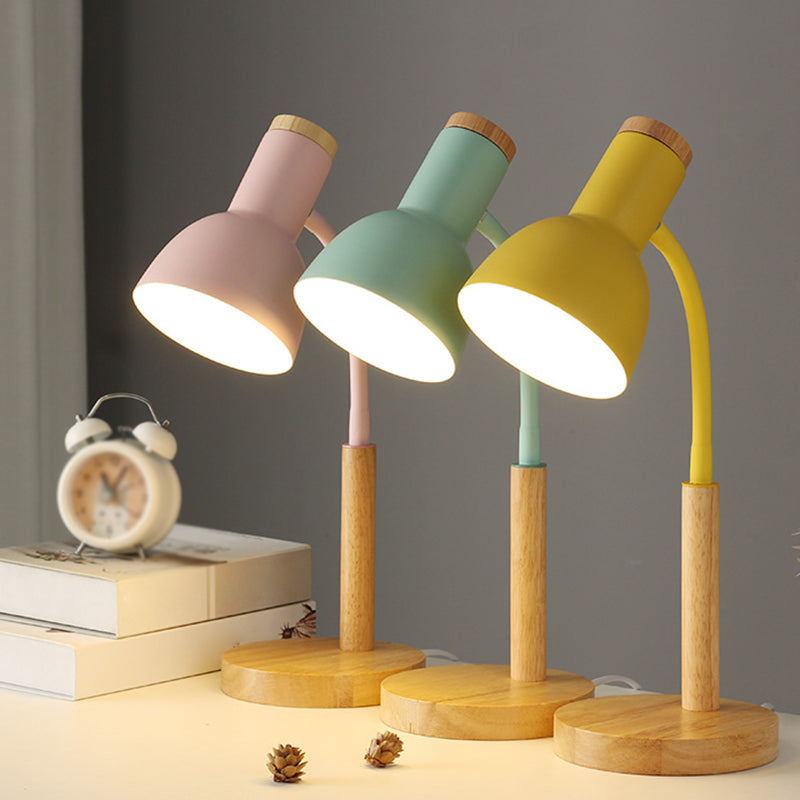 Macaroon Style Night Table Lamps Bell 1-Light Nightstand Lights with Metal Shade for Bedroom