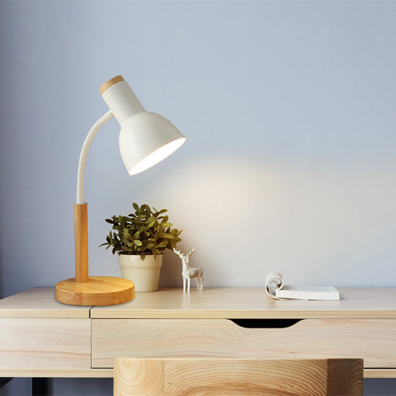 Macaroon Style Night Table Lamps Bell 1-Light Nightstand Lights with Metal Shade for Bedroom