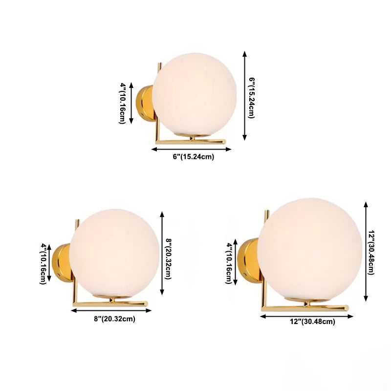 1-Licht-Globus-Wandlampenleuchten moderne Wandmontageleuchte mit weißem Glasschatten