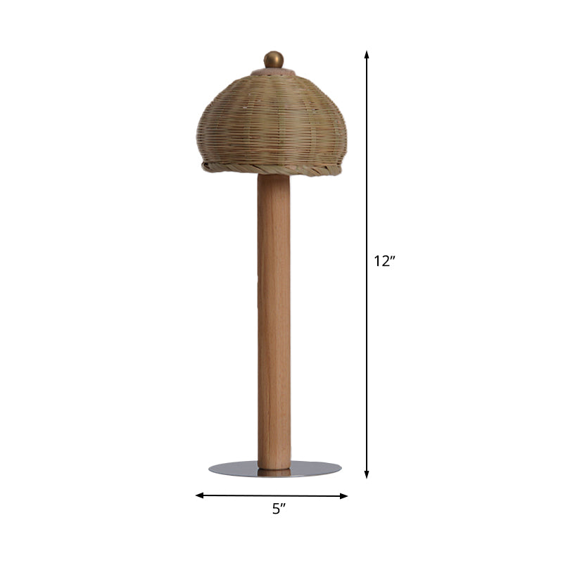 Lampada da scrivania piccola giapponese con 1 lampadina, in legno lavorato a mano, con paralume in bambù